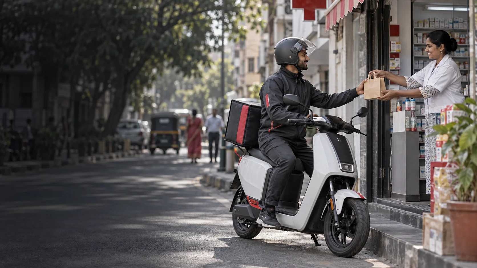 Local courier collecting an order